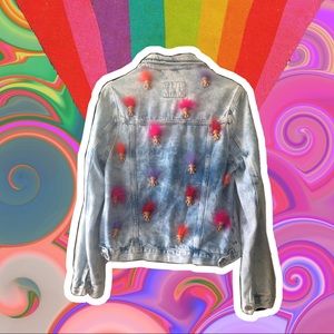 ONE OF A KIND Good luck troll denim jacket retro